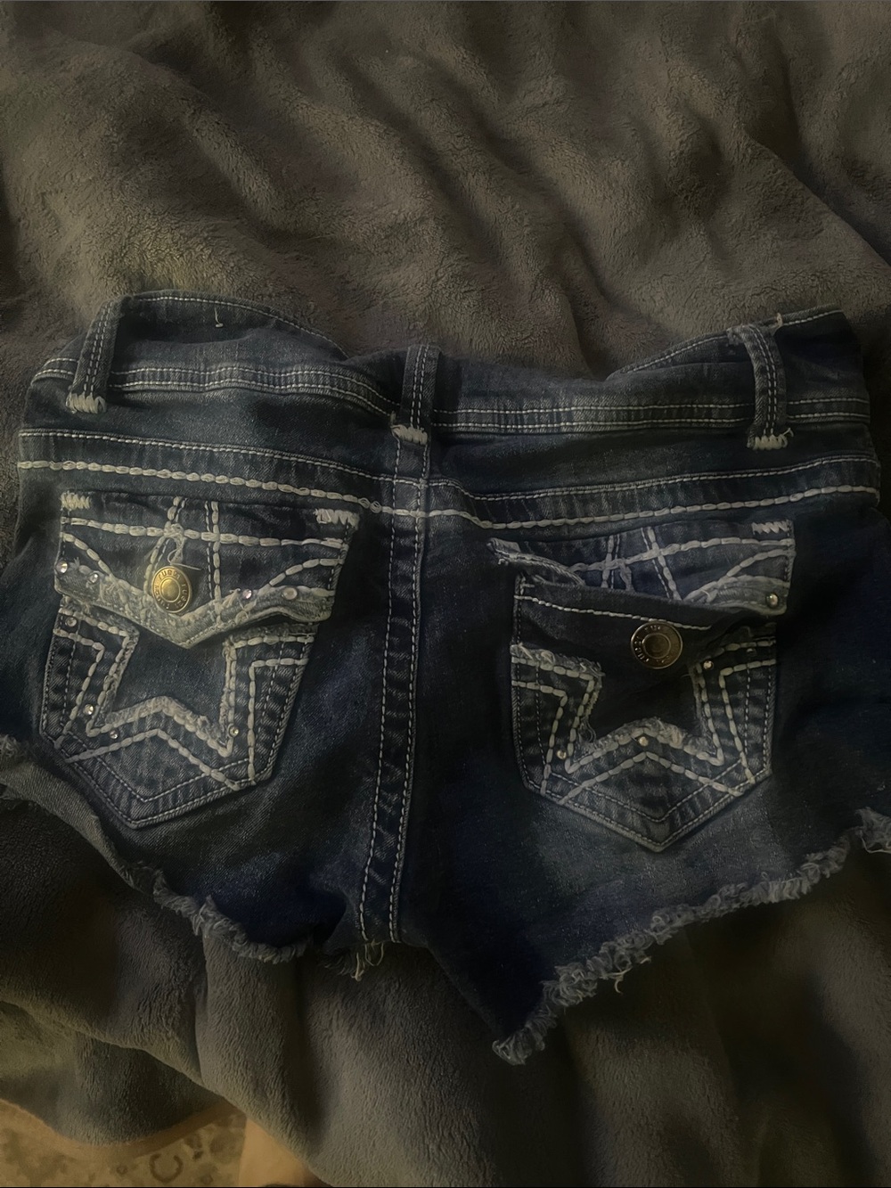 Rue21 Dark Blue Denim Star Embroidered Jean Shorts